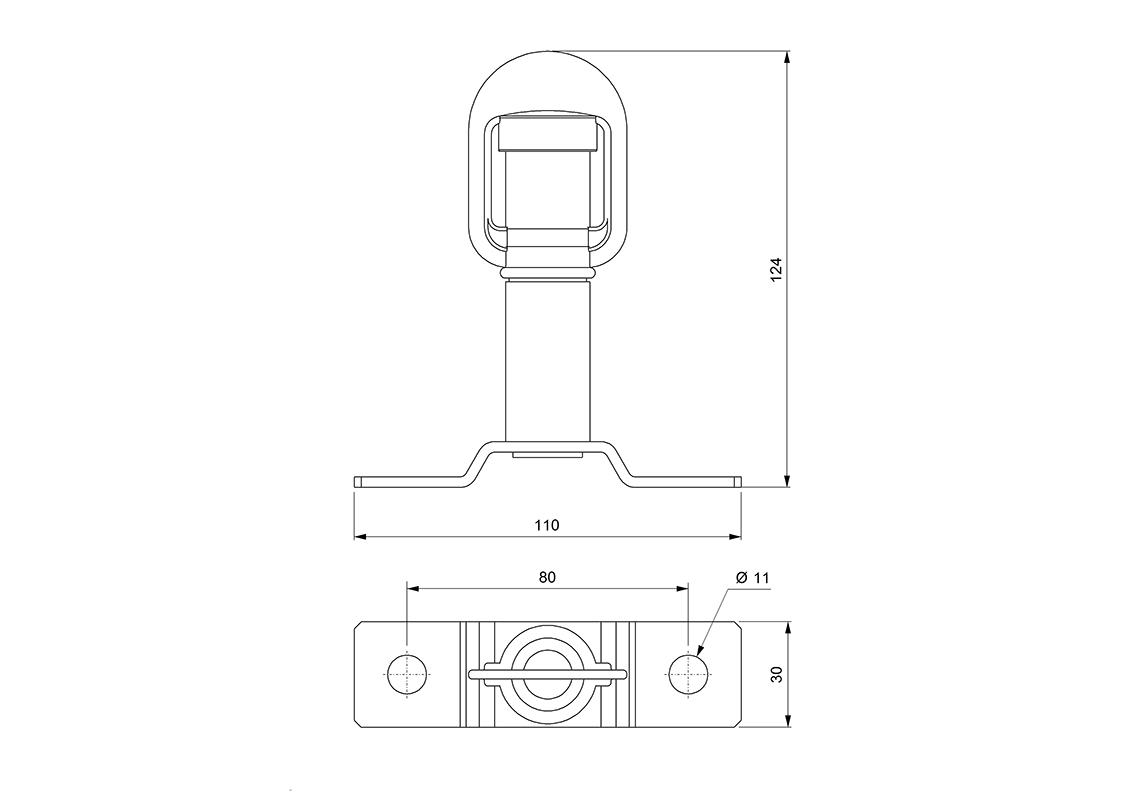 Tige avec support central - ISO 4148/4165